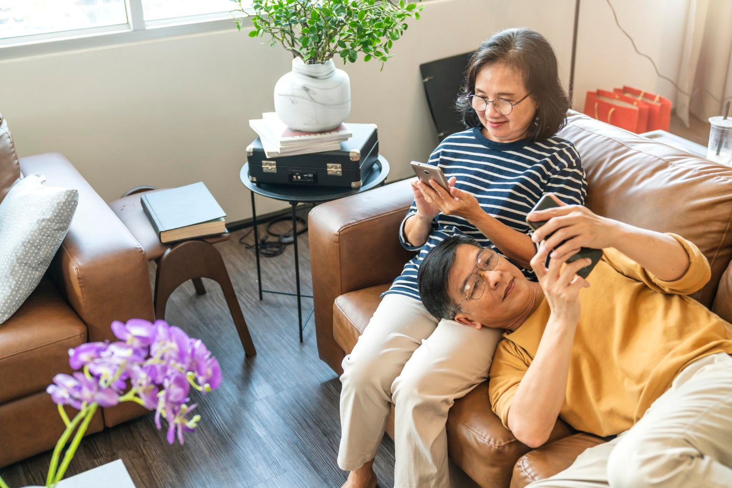 Elderly using phone